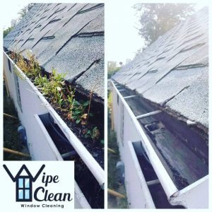 Before and After Gutter Cleaning in Calgary, Alberta by Wipe Clean